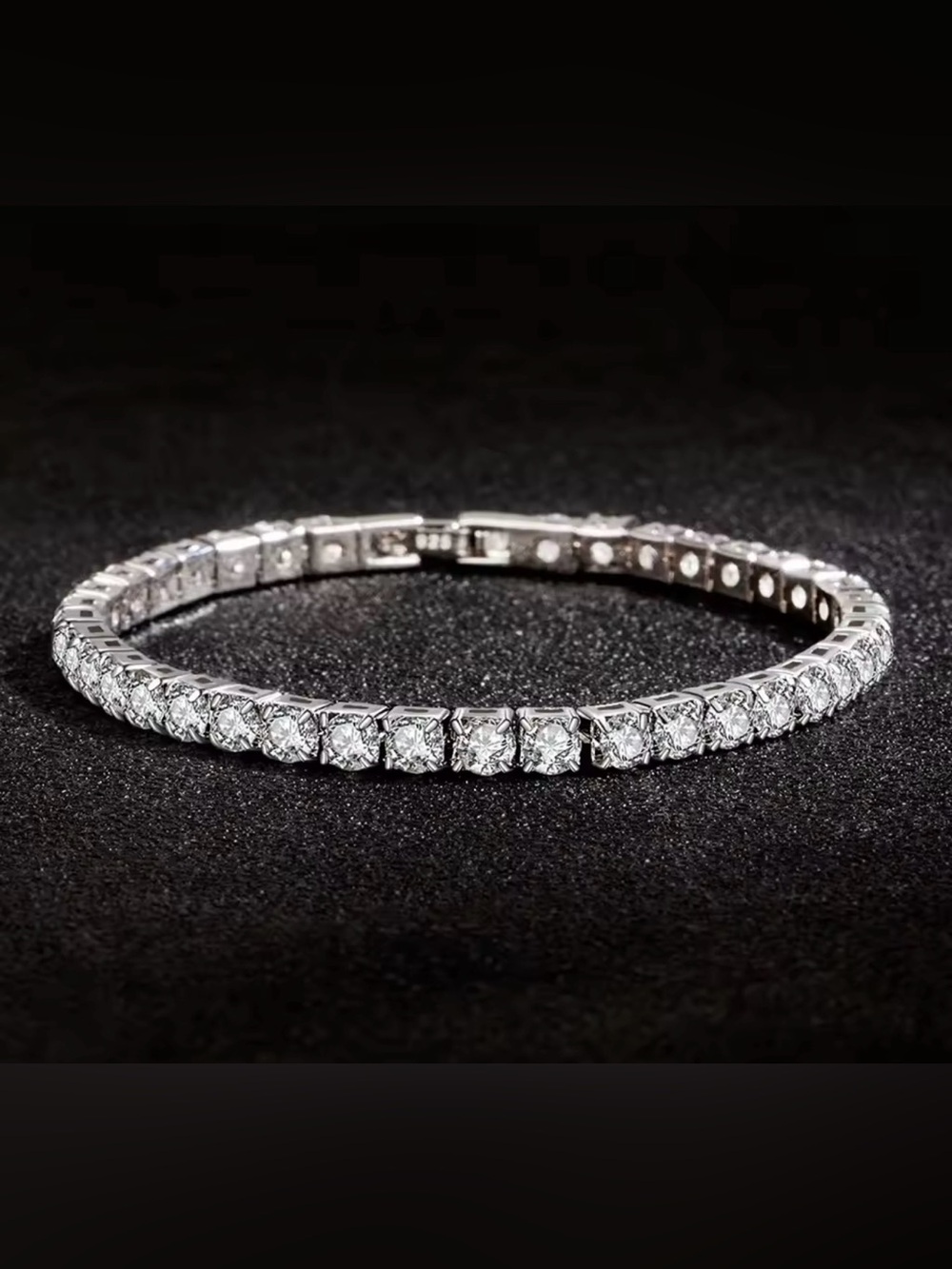 Classic Crystal Tennis Bracelet - Silver Clear Stones Silver 925